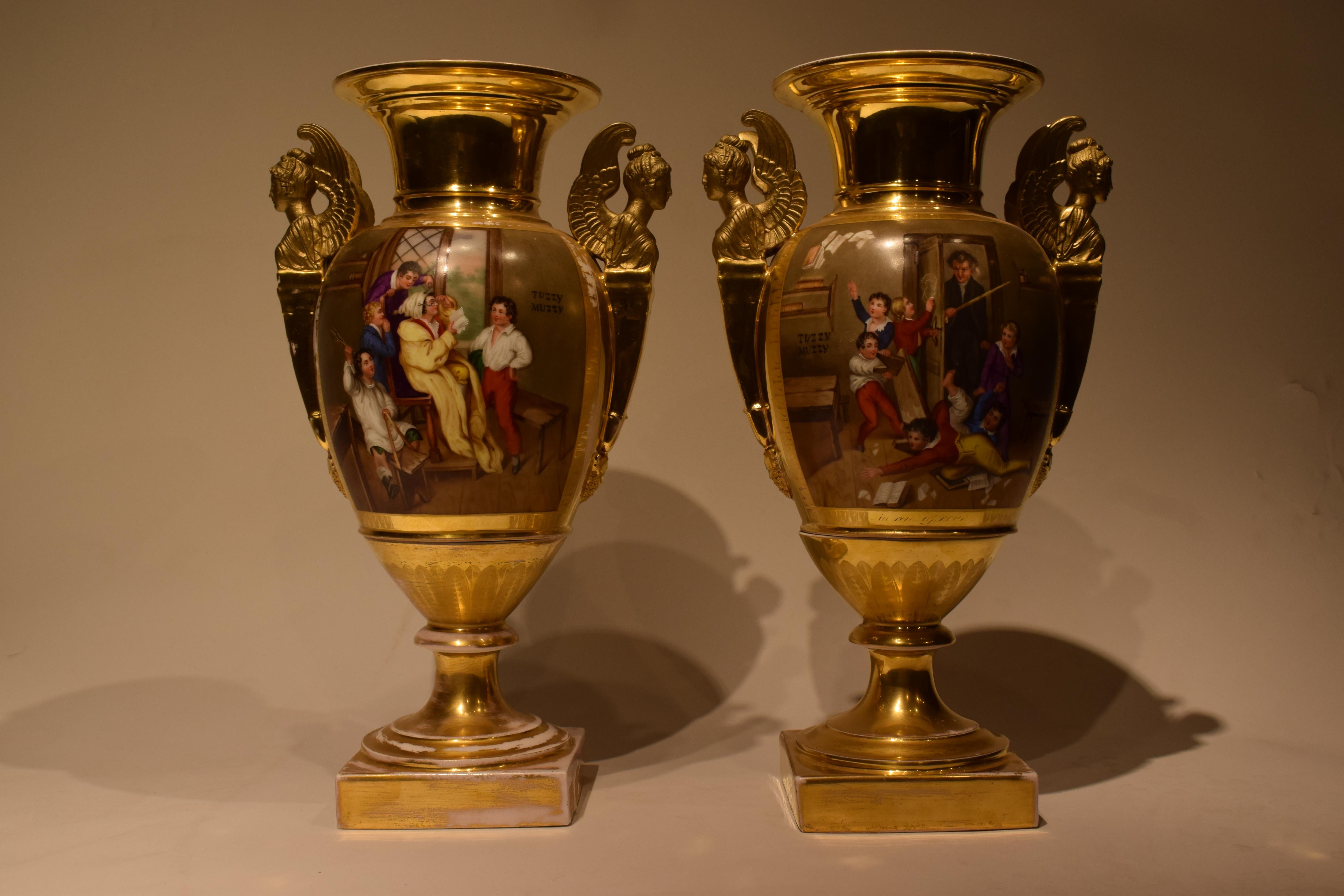 Pair of Old Paris Vases For Sale 4