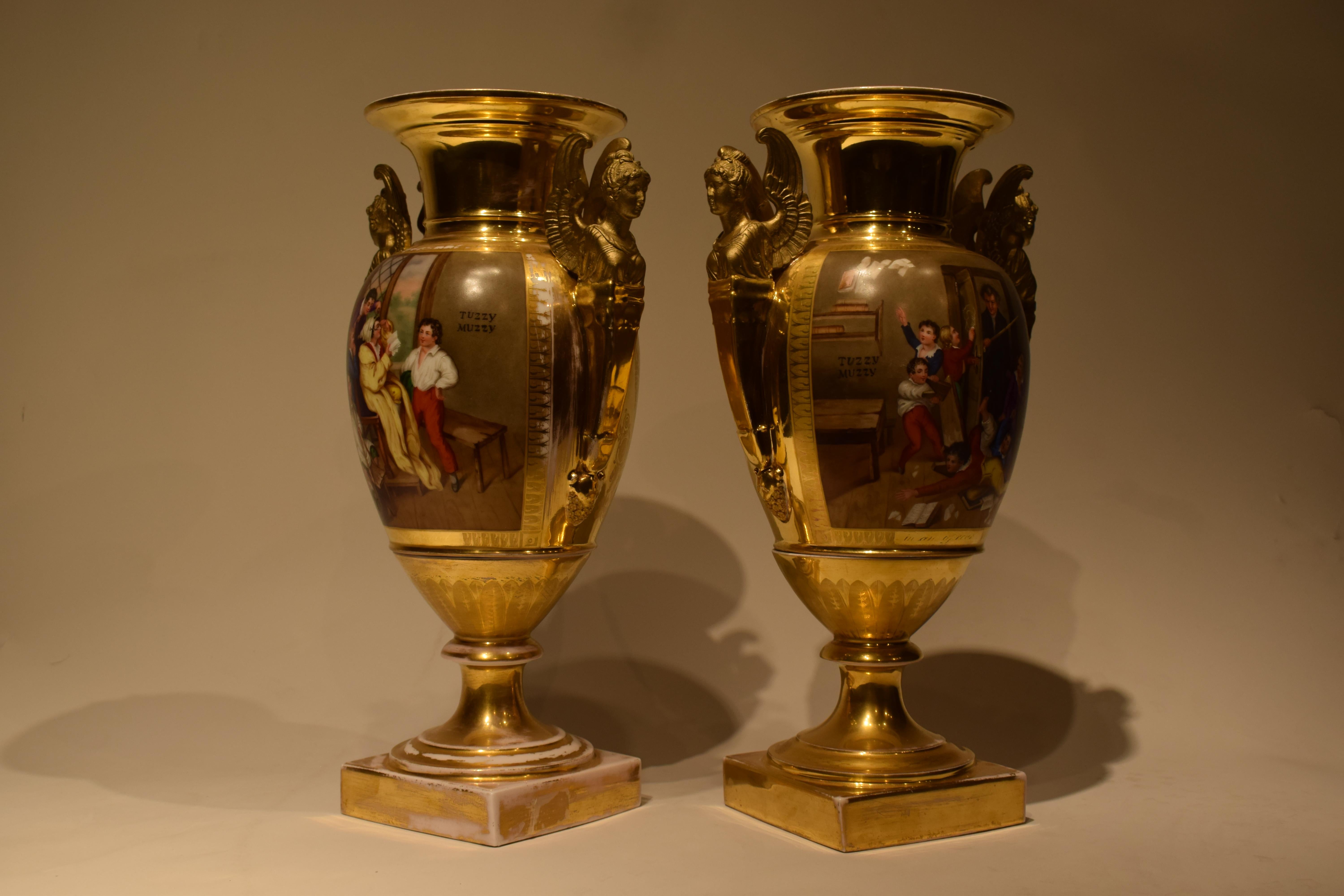Pair of Old Paris Vases For Sale 1