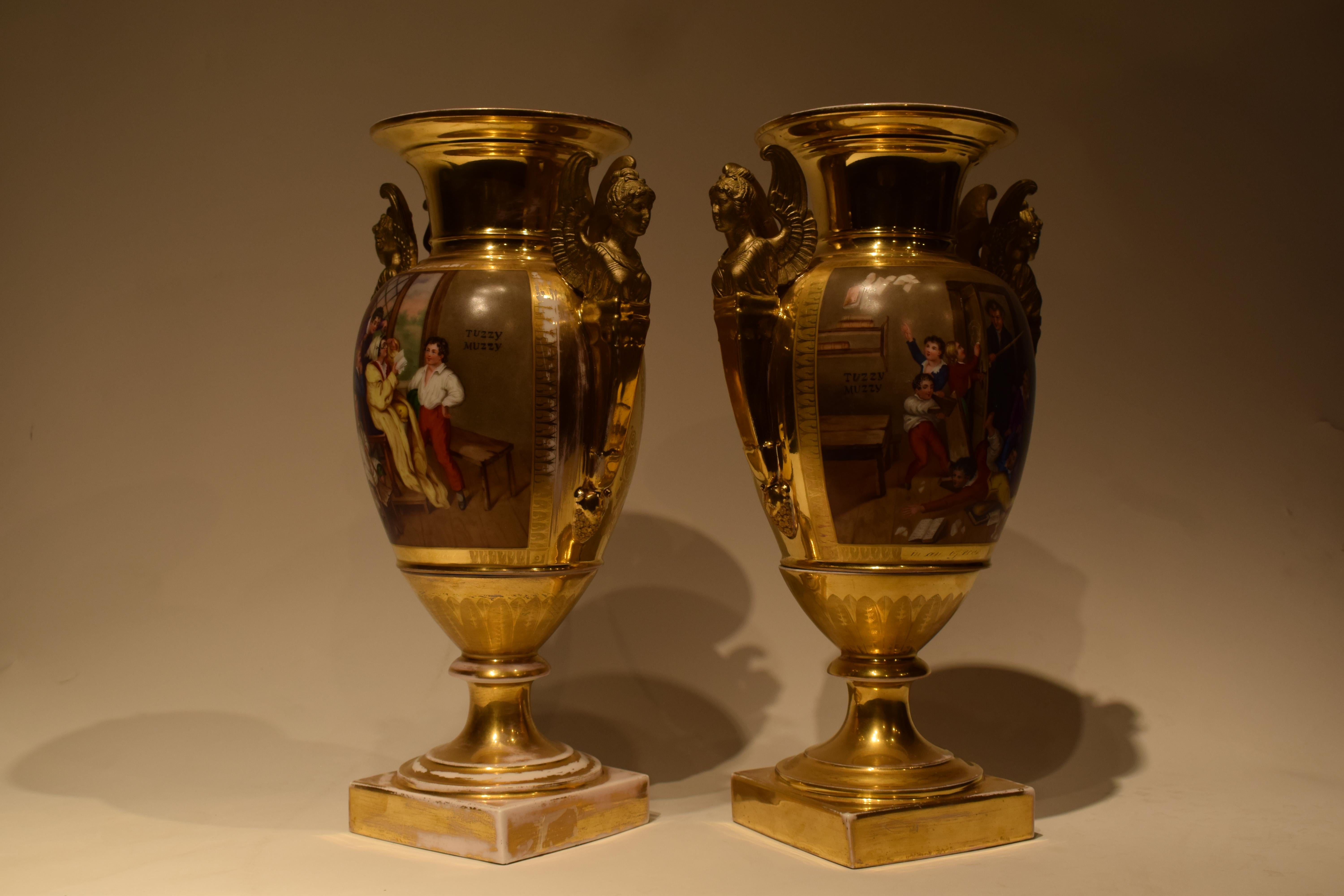 Pair of Old Paris Vases For Sale 2