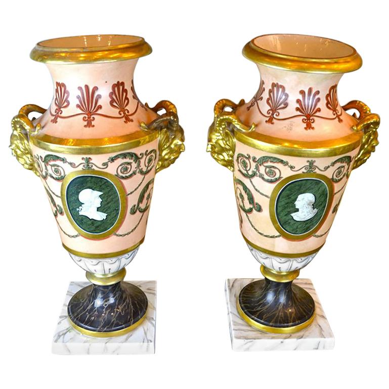 Pair of Old Paris Vases For Sale