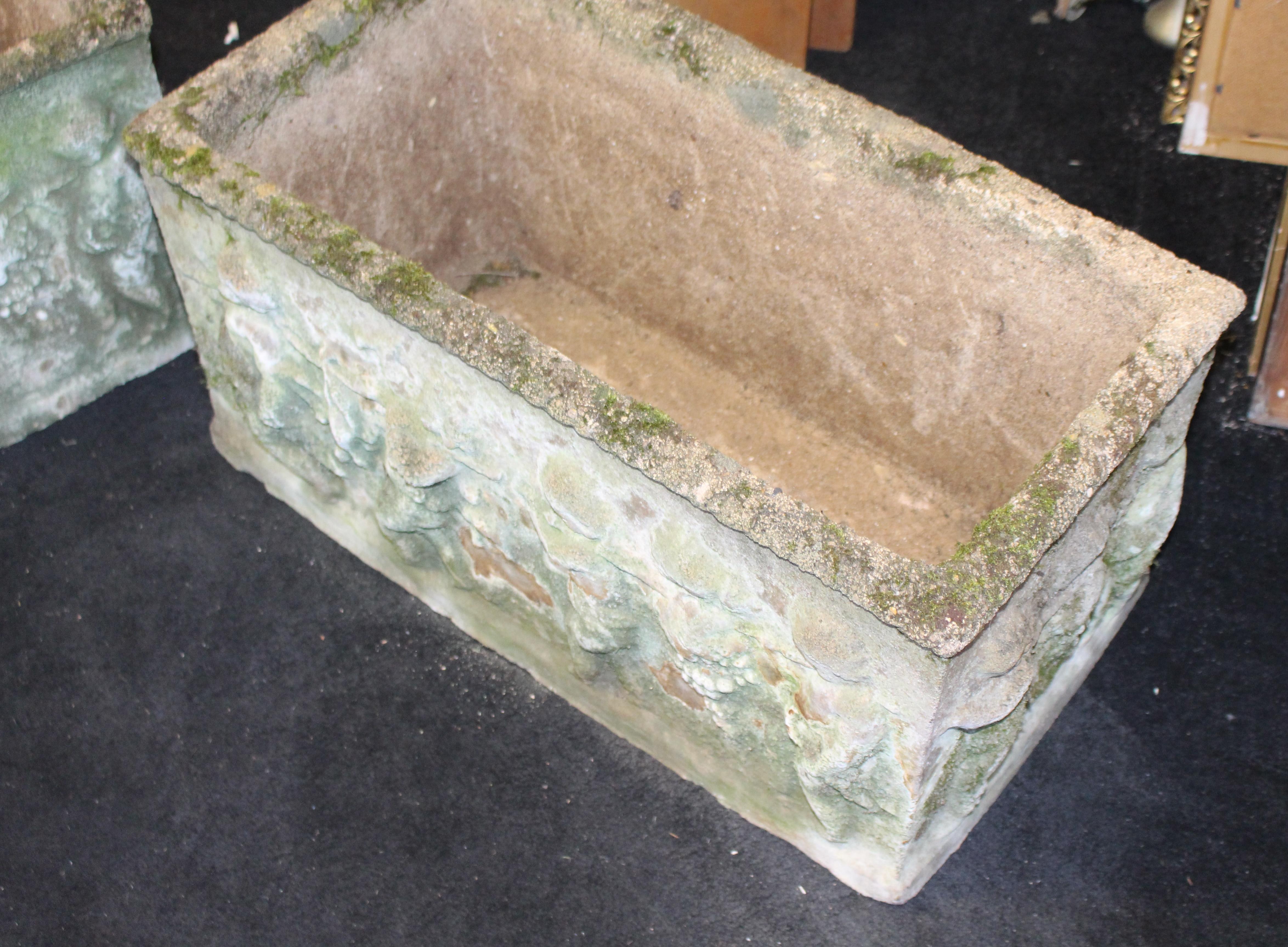 Pair of Old Reconstituted Cherubic Garden Planter Troughs In Good Condition In Worcester, GB