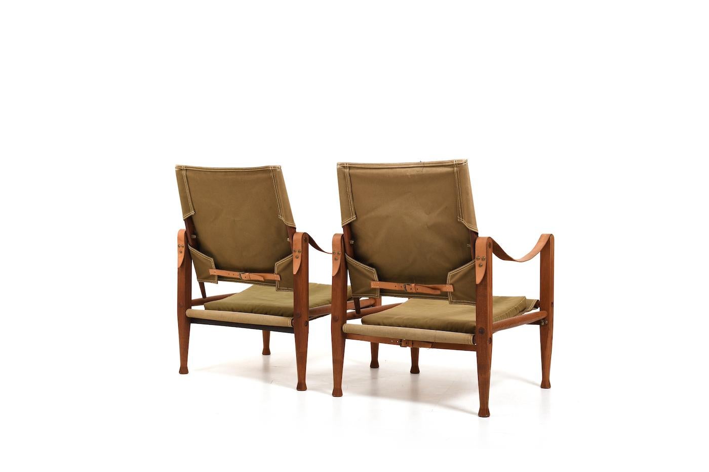 Pair of old Safari Chairs by Kaare Klint In Good Condition In Handewitt, DE