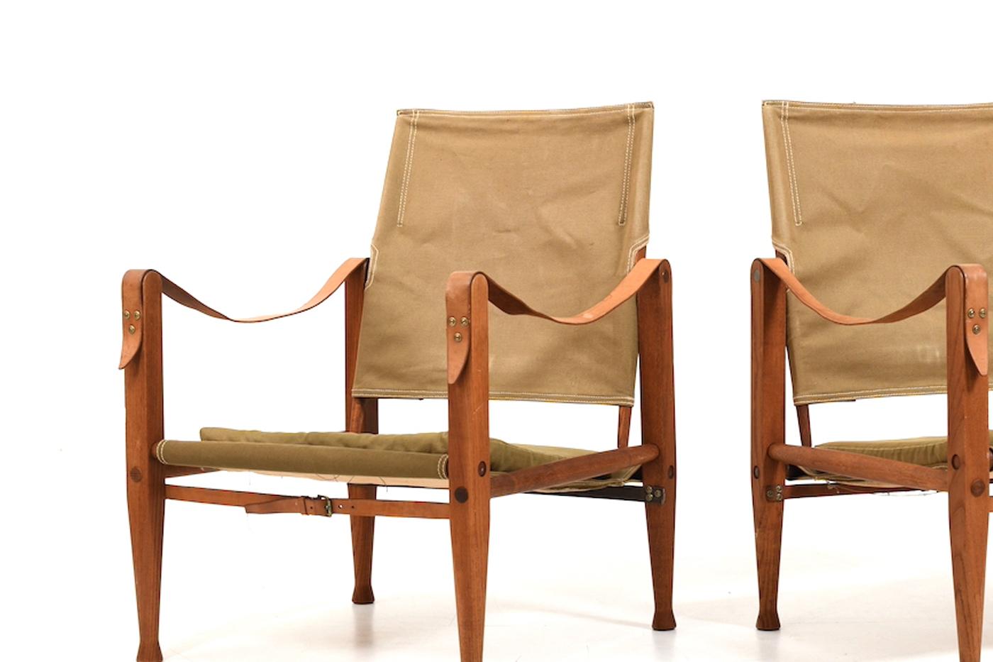 Ein Paar alte Safari-Stühle von Kaare Klint (20. Jahrhundert)
