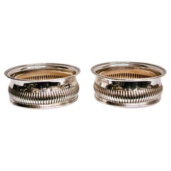 Pair of Old Sheffield Fluted Wine Coasters dated Circa 1810