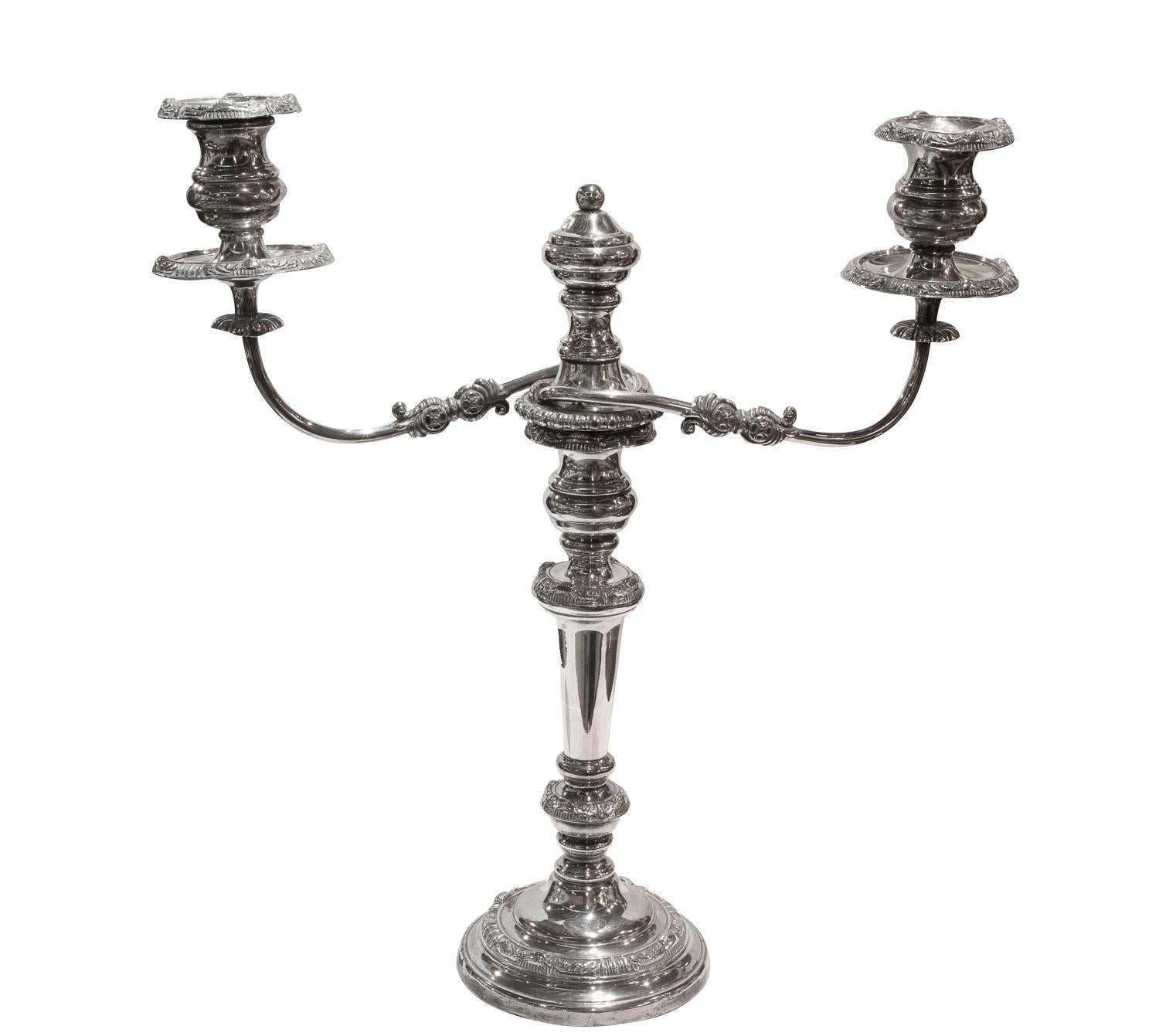 Early Victorian Pair of Old Sheffield Plate Candelabrum, circa 1840 For Sale