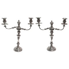Antique Pair of Old Sheffield Plate Candelabrum, circa 1840