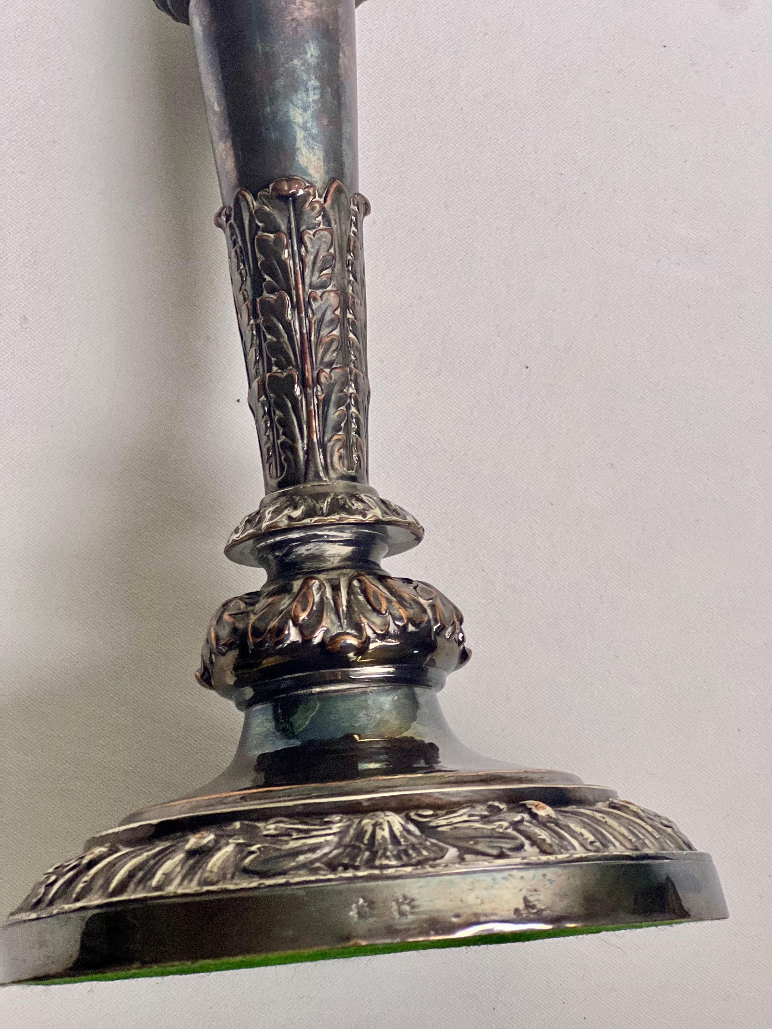 Pair of Old Sheffield Silver Plated Matthew Boulton Three Light Candelabra For Sale 8