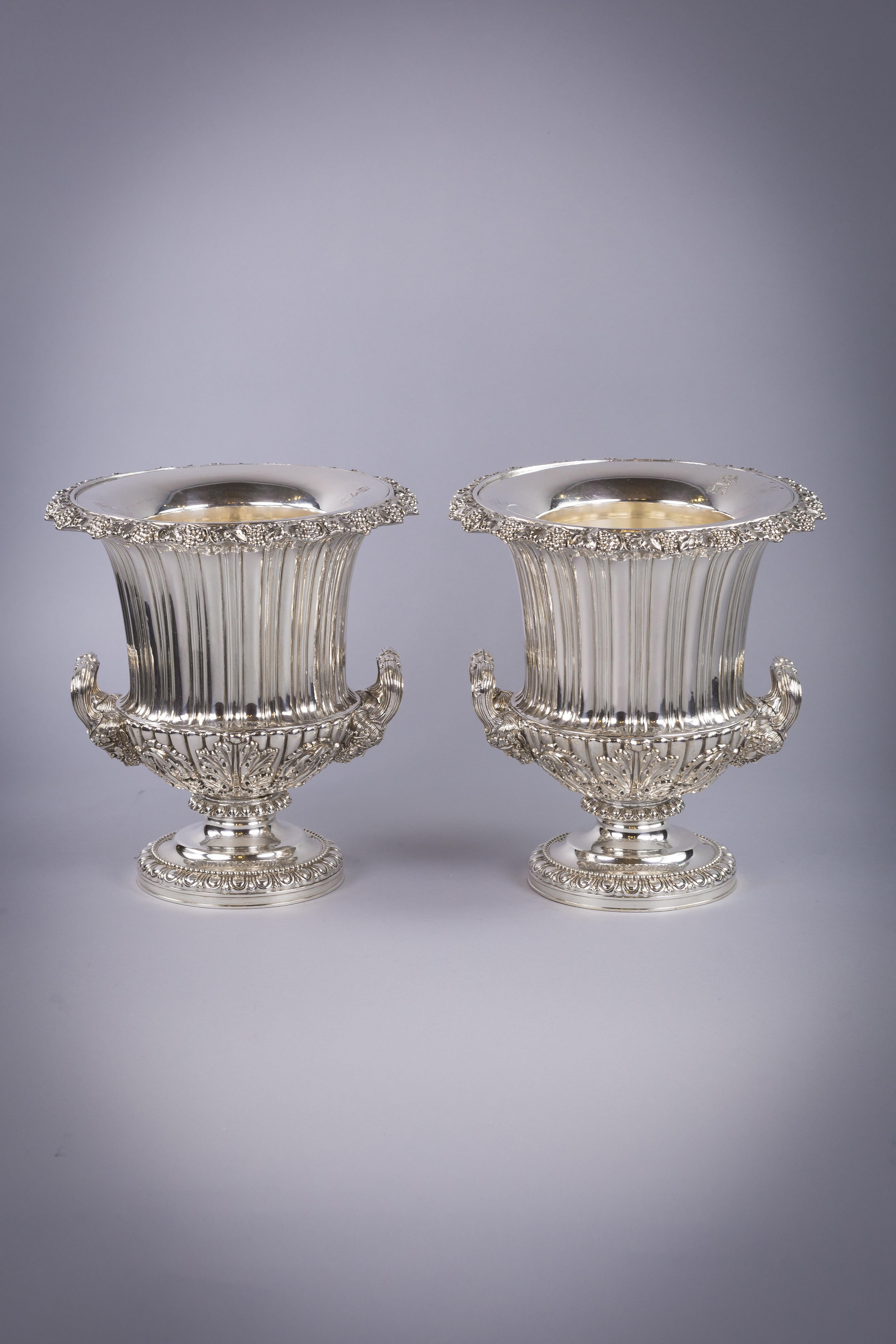With grape and vine border and Bacchic handles. Also with crest on removable rim.