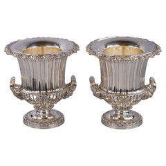 Pair of Old Sheffield Two Handled Wine Coolers, circa 1820
