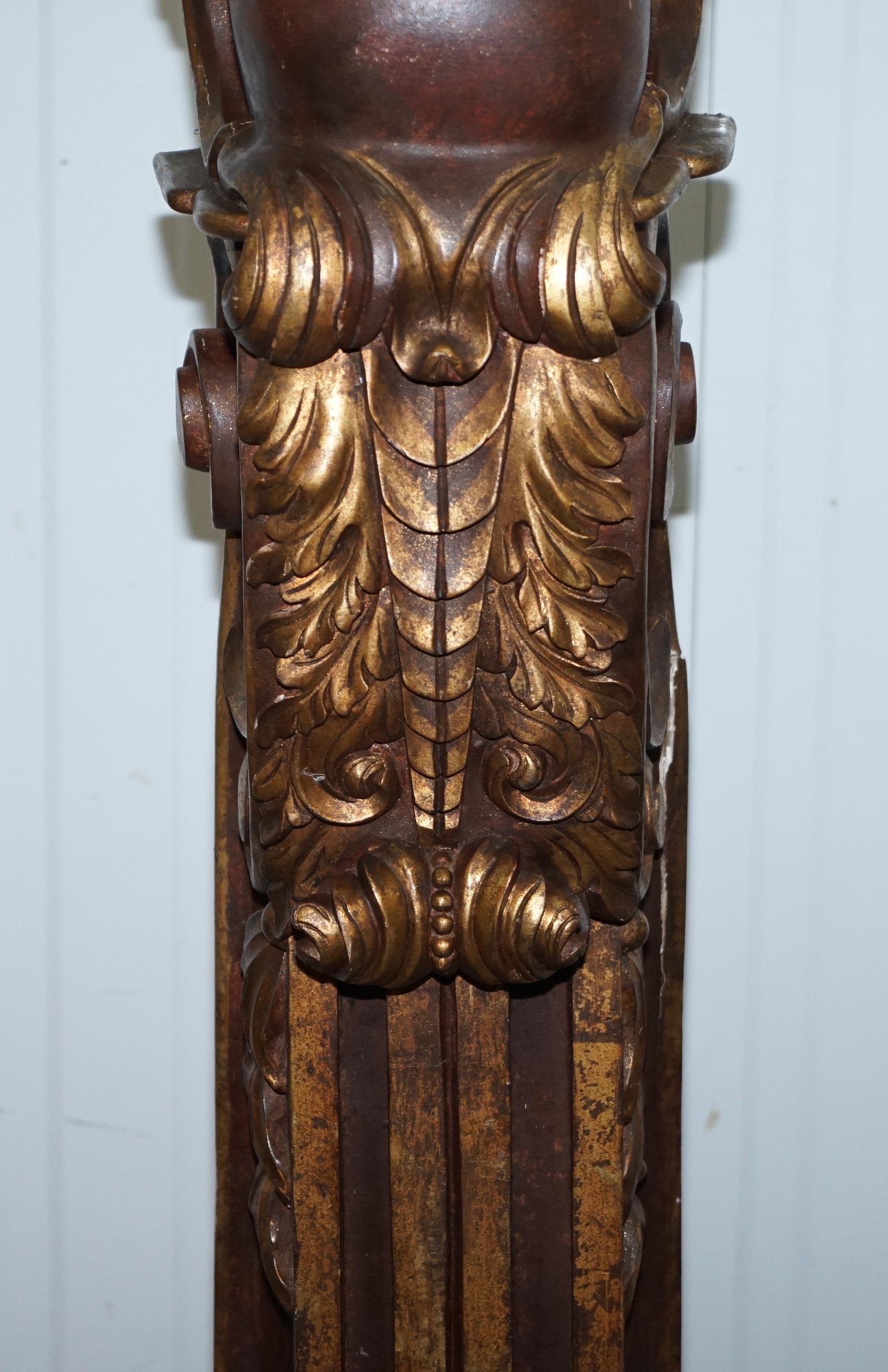 Hand-Crafted Pair of Old Ship Style Pillars Column Pedestals Jardinière Stands Carved Wood