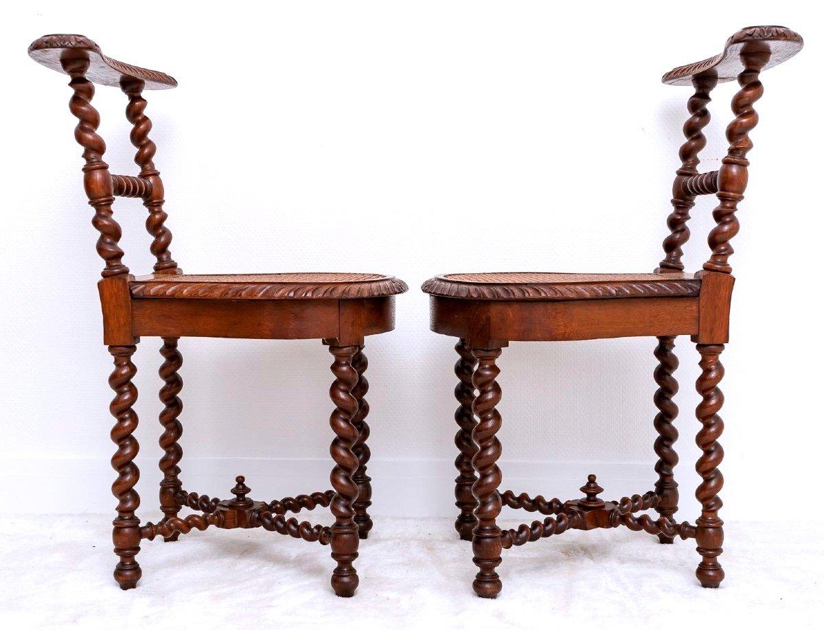 Pair Of Old Smoking Chairs Say: Smoking - Solid Oak - Period: XIXth Century For Sale 1