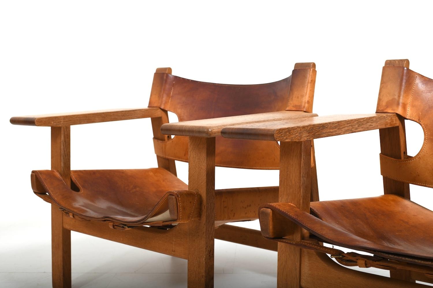 Pair of Old Spanish Chairs by Børge Mogensen early 1960s For Sale 3