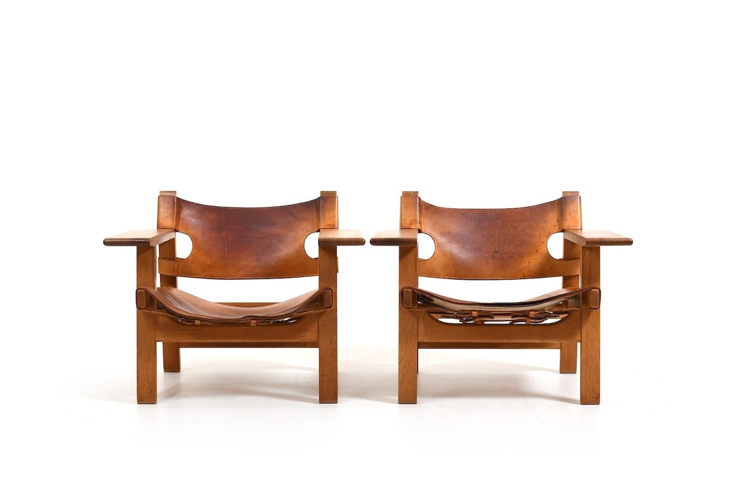 Scandinavian Modern Pair of Old Spanish Chairs by Børge Mogensen early 1960s For Sale