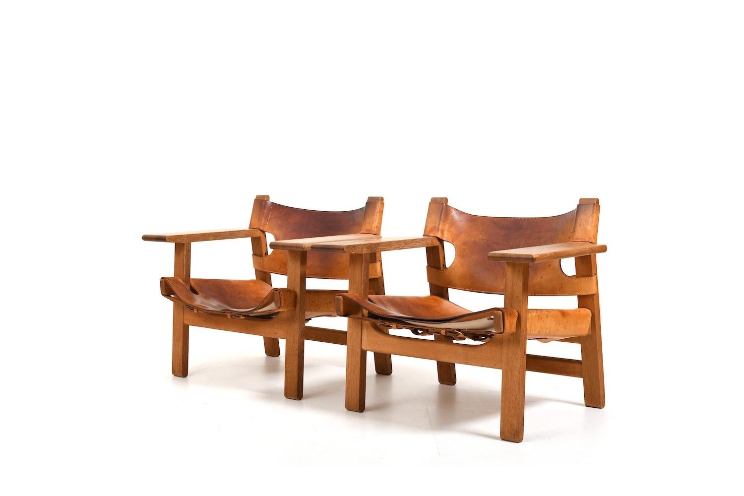 Pair of Old Spanish Chairs by Børge Mogensen early 1960s For Sale 2