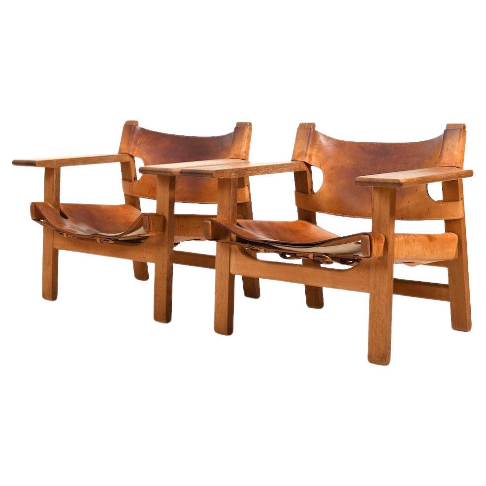 Pair of Old Spanish Chairs by Børge Mogensen early 1960s For Sale