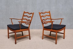 Pair of Ole Wanscher Armchairs, Model 1755, Fritz Hansen, Denmark, 1940s