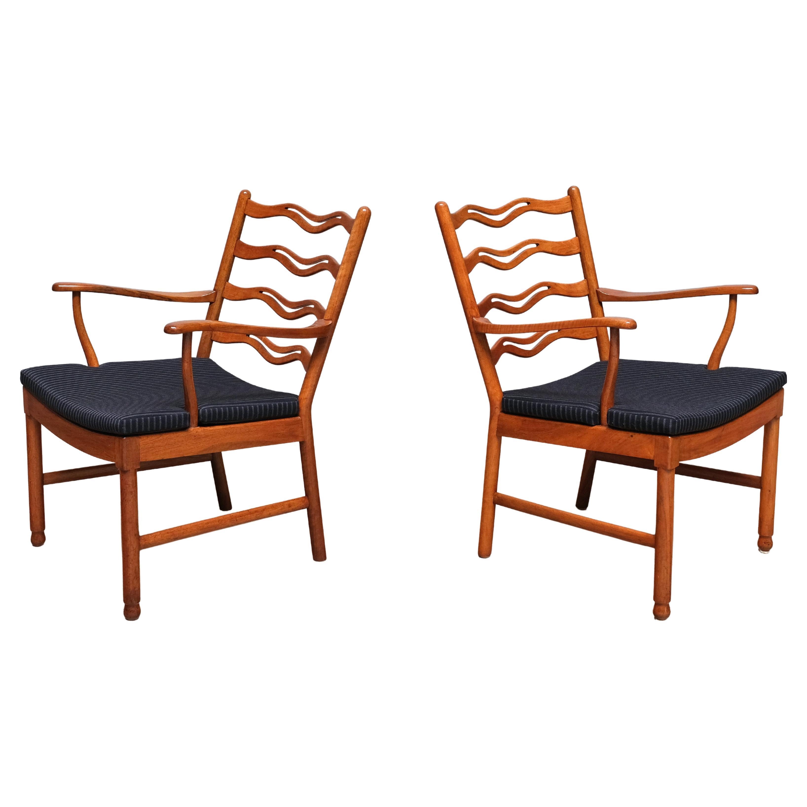 Paire de fauteuils Ole Wanscher, Model No. 1755, Fritz Hansen, Danemark, années 1940