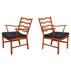 Paire de fauteuils Ole Wanscher, Model No. 1755, Fritz Hansen, Danemark, années 1940
