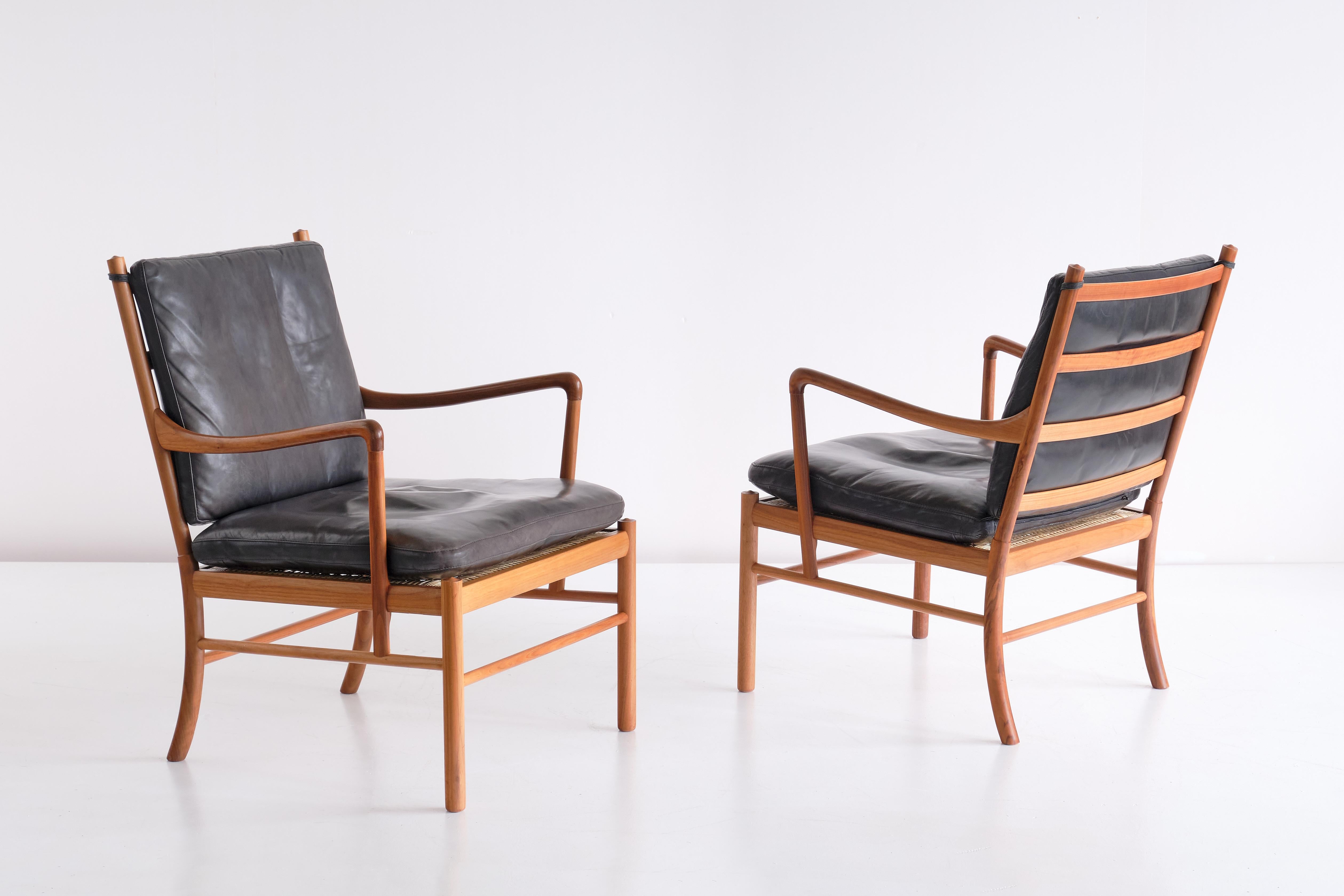 Scandinavian Modern Pair of Ole Wanscher Colonial Armchairs in Walnut, P. Jeppesen, Denmark, 1950s