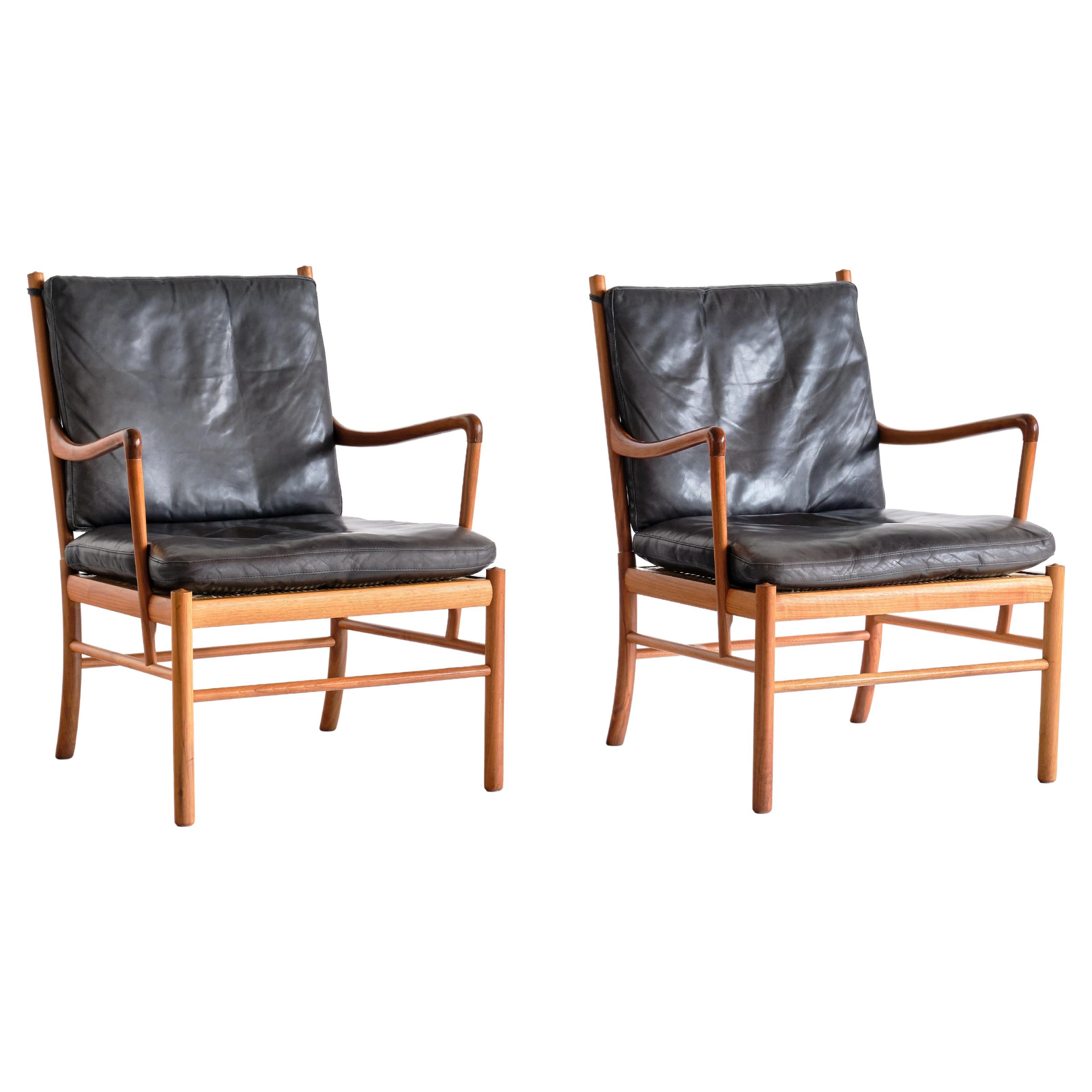 Pair of Ole Wanscher Colonial Armchairs in Walnut, P. Jeppesen, Denmark, 1950s