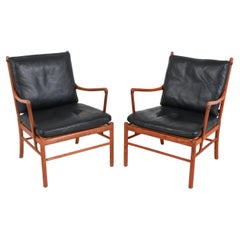 Pair of Ole Wanscher Danish Rosewood & Leather 'Colonial' Chairs, Circa 1960's