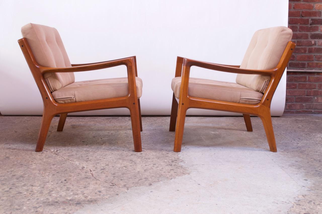 Paar Ole Wanscher für France and Son „Senator“-Stühle aus Teakholz  im Zustand „Gut“ im Angebot in Brooklyn, NY