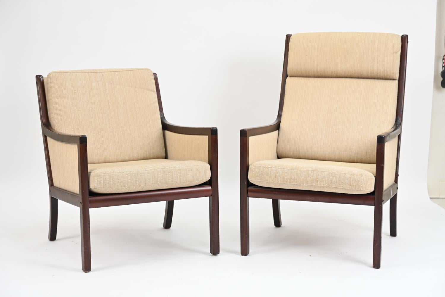 Mid-Century Modern Pair of Ole Wanscher for Poul Jeppesens Møbelfabrik Lounge Chairs