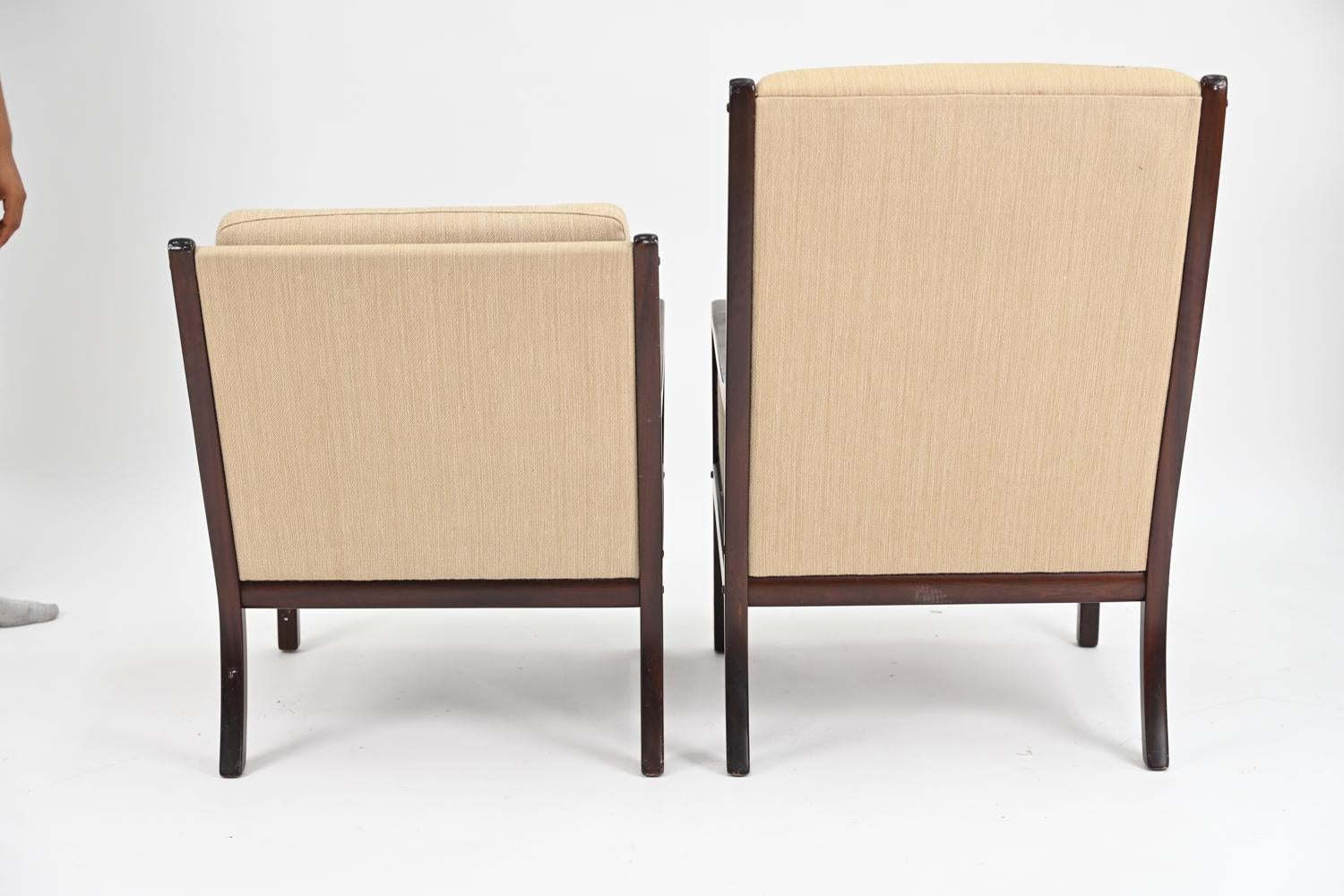 Mahogany Pair of Ole Wanscher for Poul Jeppesens Møbelfabrik Lounge Chairs