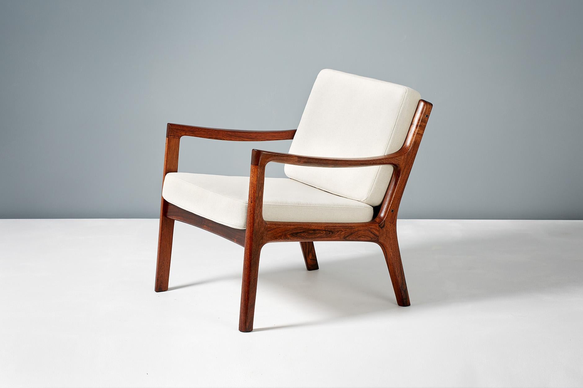 Mid-20th Century Pair of Ole Wanscher Rosewood Senator Lounge Chairs, 1960