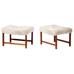 Pair of Ole Wanscher Rosewood Vintage Ottomans, circa 1950s