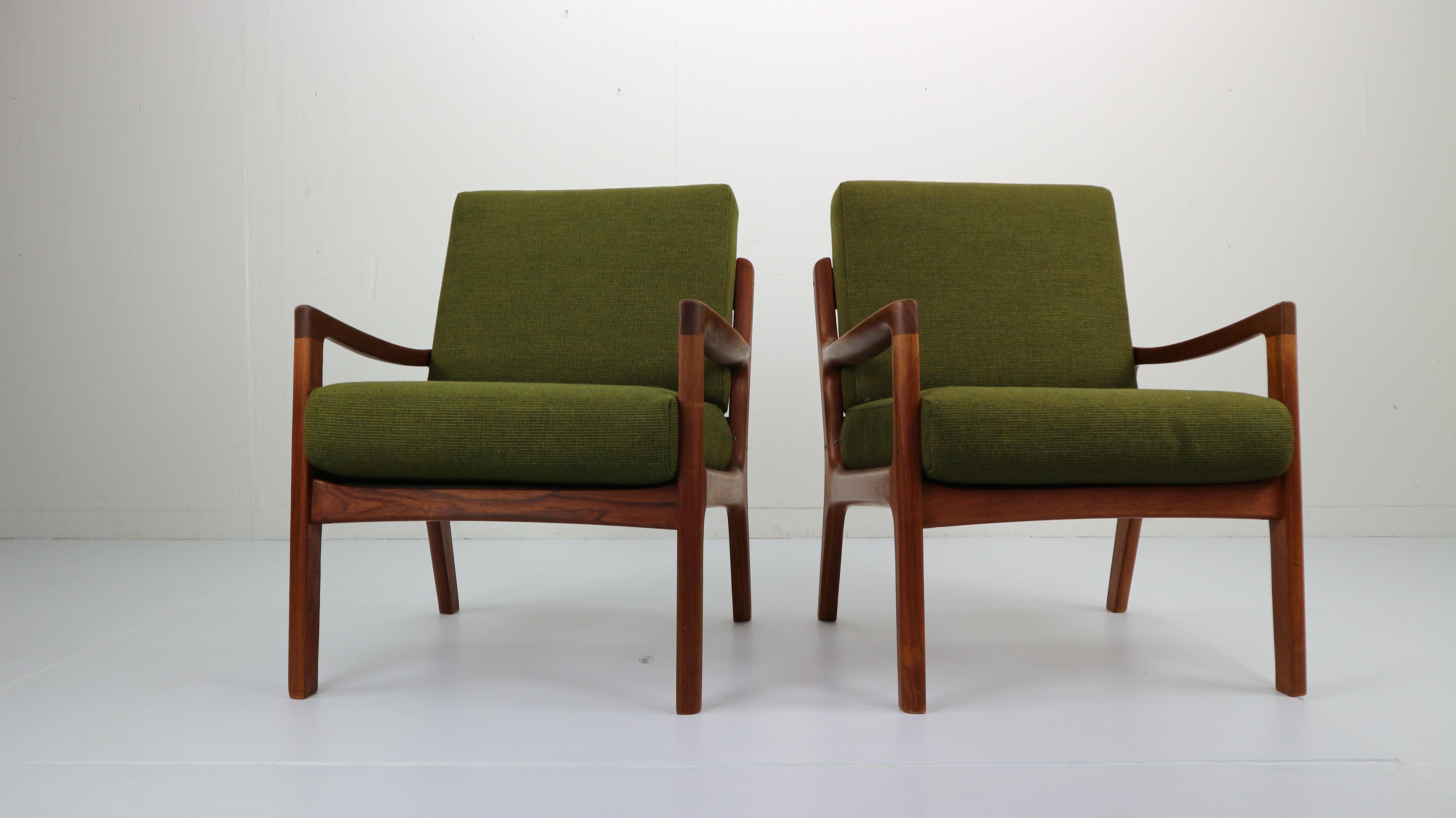Mid-Century Modern Pair of Ole Wanscher Senator Lounge Chairs, Model 169, Denmark, 1950s