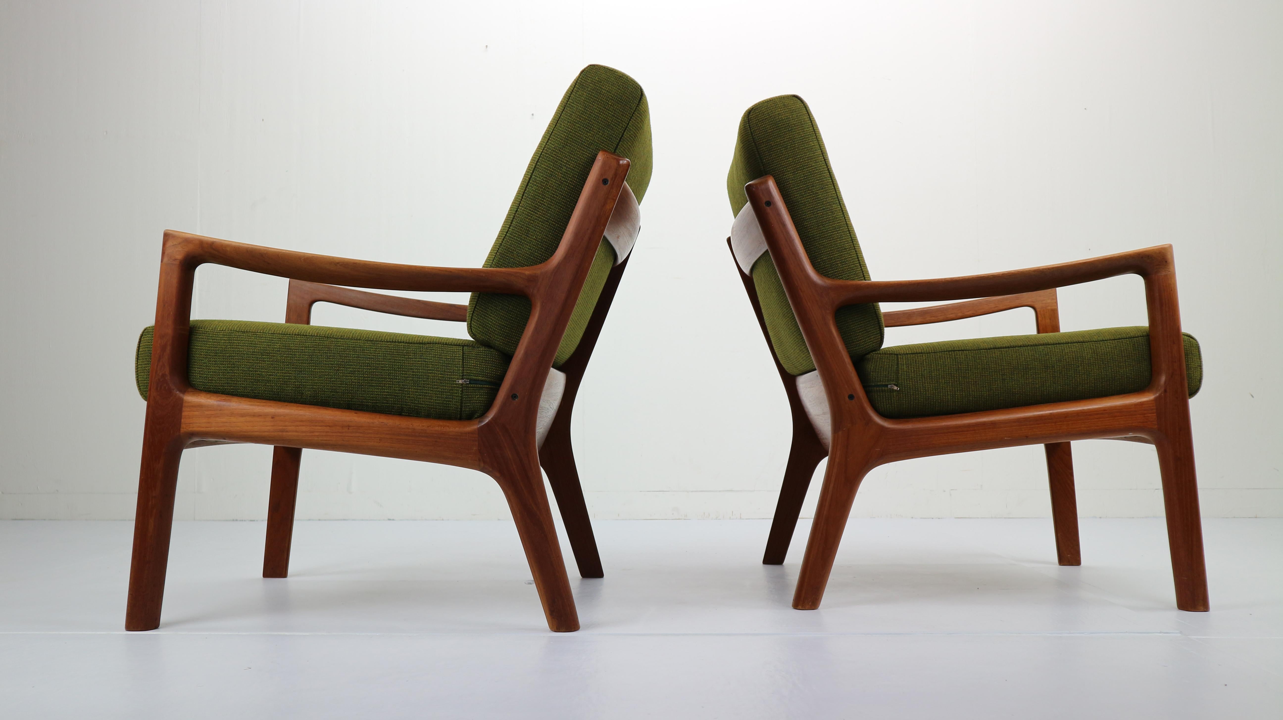 Wool Pair of Ole Wanscher Senator Lounge Chairs, Model 169, Denmark, 1950s
