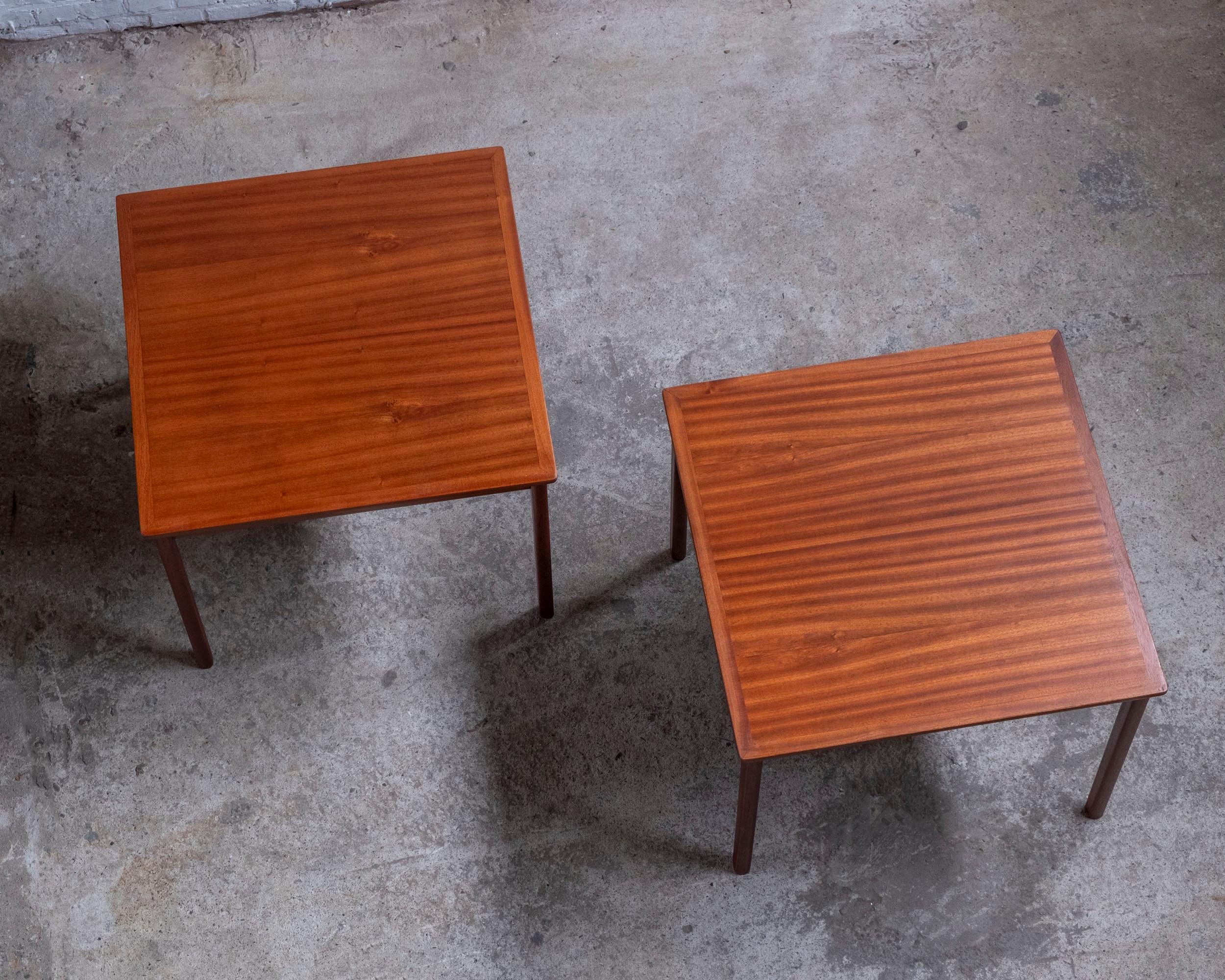 Pair of Ole Wanscher Side Tables in Mahogany, P. Jeppesen 1960s Denmark In Good Condition For Sale In Balen, BE