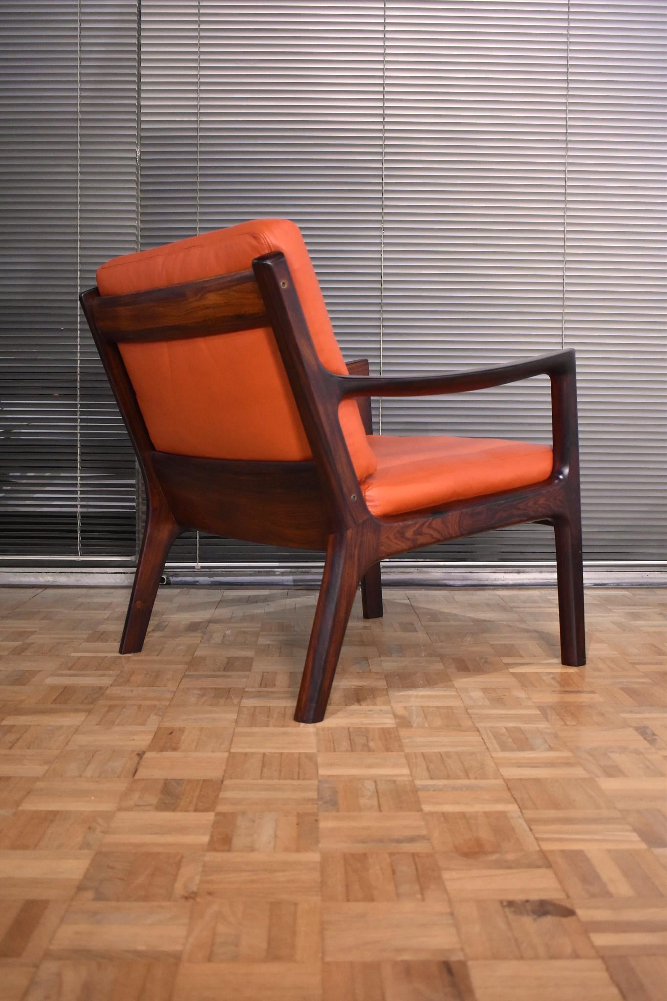 Pair of Ole Wanscher Solid Brazilian Rosewood 'Senator' Chairs for France & Son 4