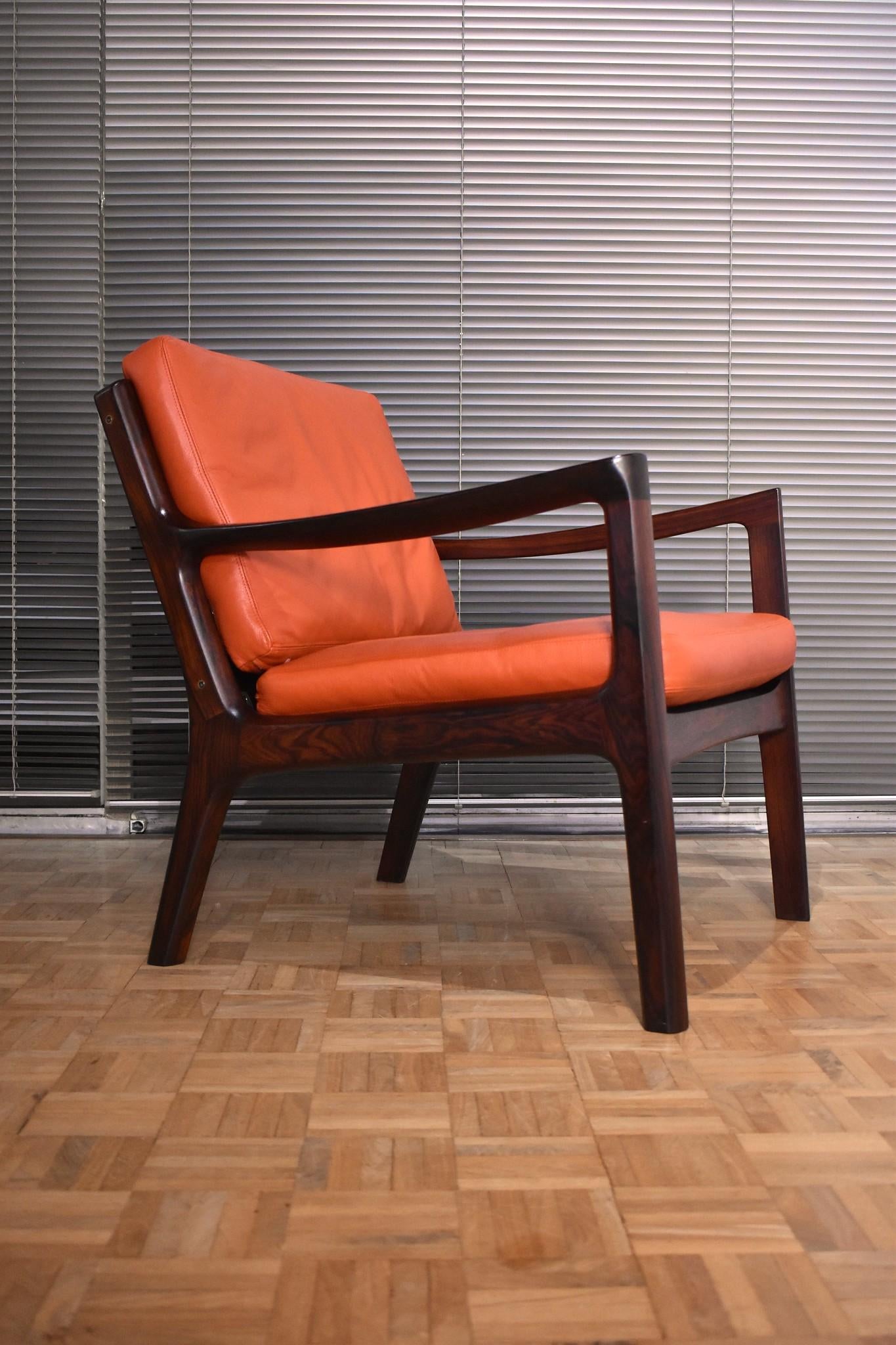 Pair of Ole Wanscher Solid Brazilian Rosewood 'Senator' Chairs for France & Son 3