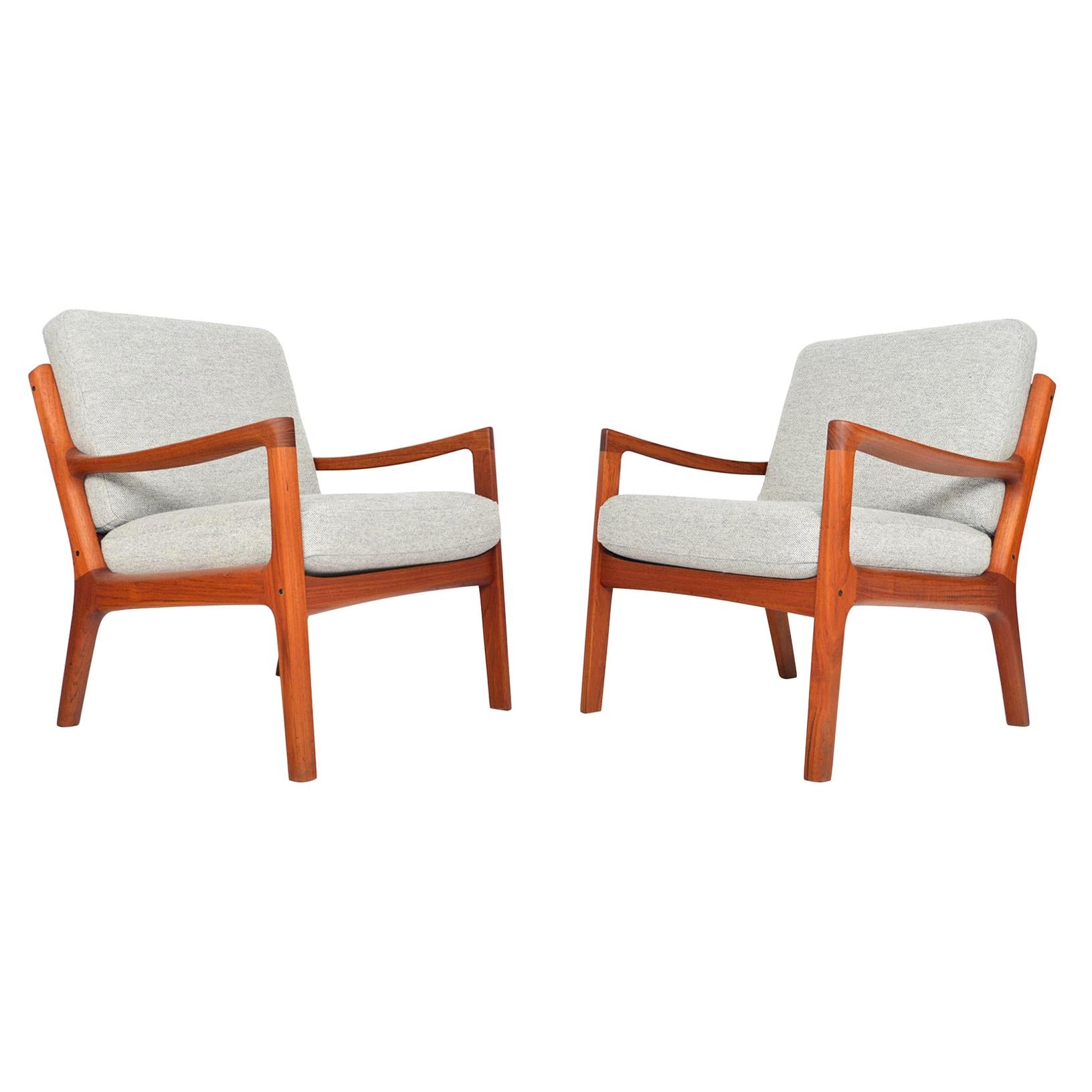 Pair of Ole Wanscher Teak Senator Lounge Chairs