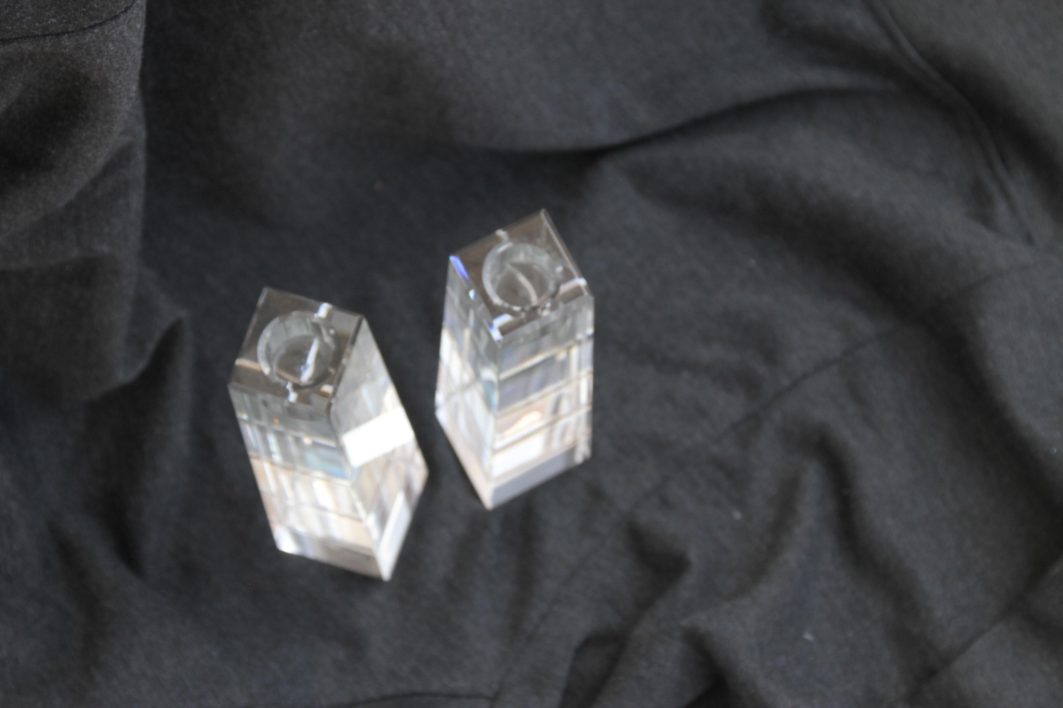 Pair of Oleg Cassini Crystal Candleholders 1