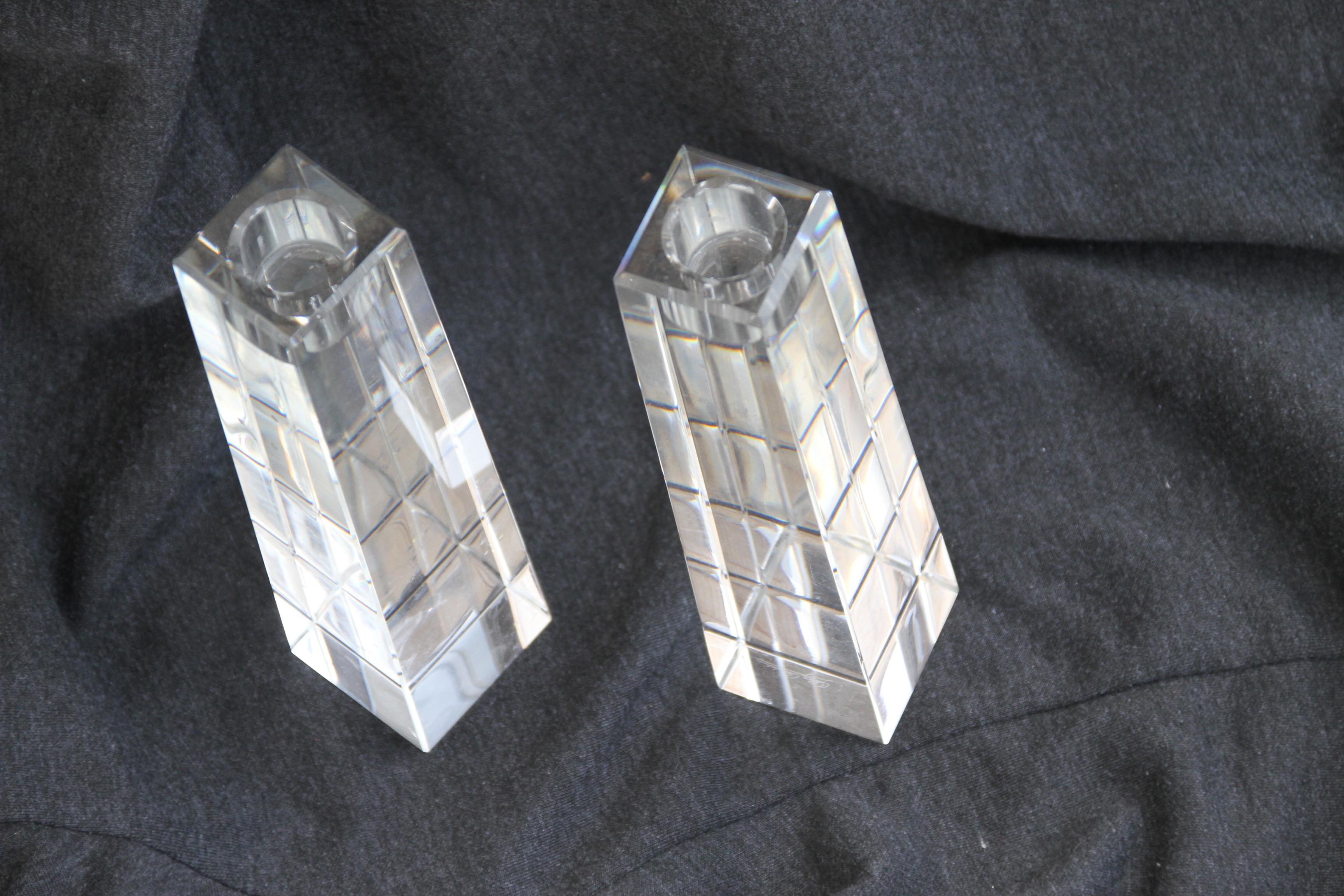 Pair of Oleg Cassini Crystal Candleholders 2