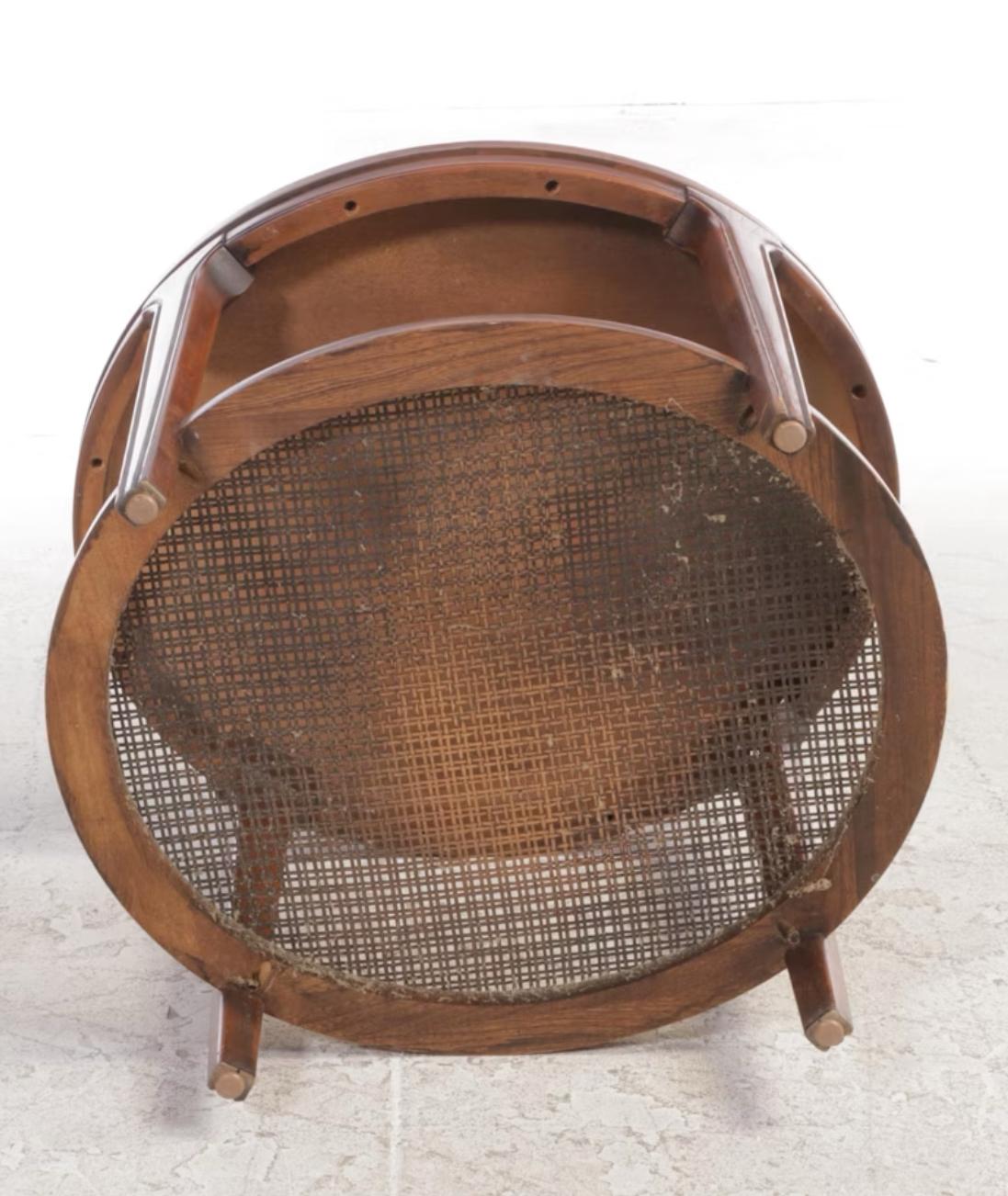 Pair of Olive Ash Burl, Ash and Caned Side Tables For Sale 1