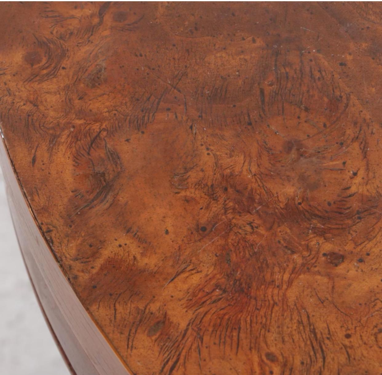 Pair of Olive Ash Burl, Ash and Caned Side Tables For Sale 2