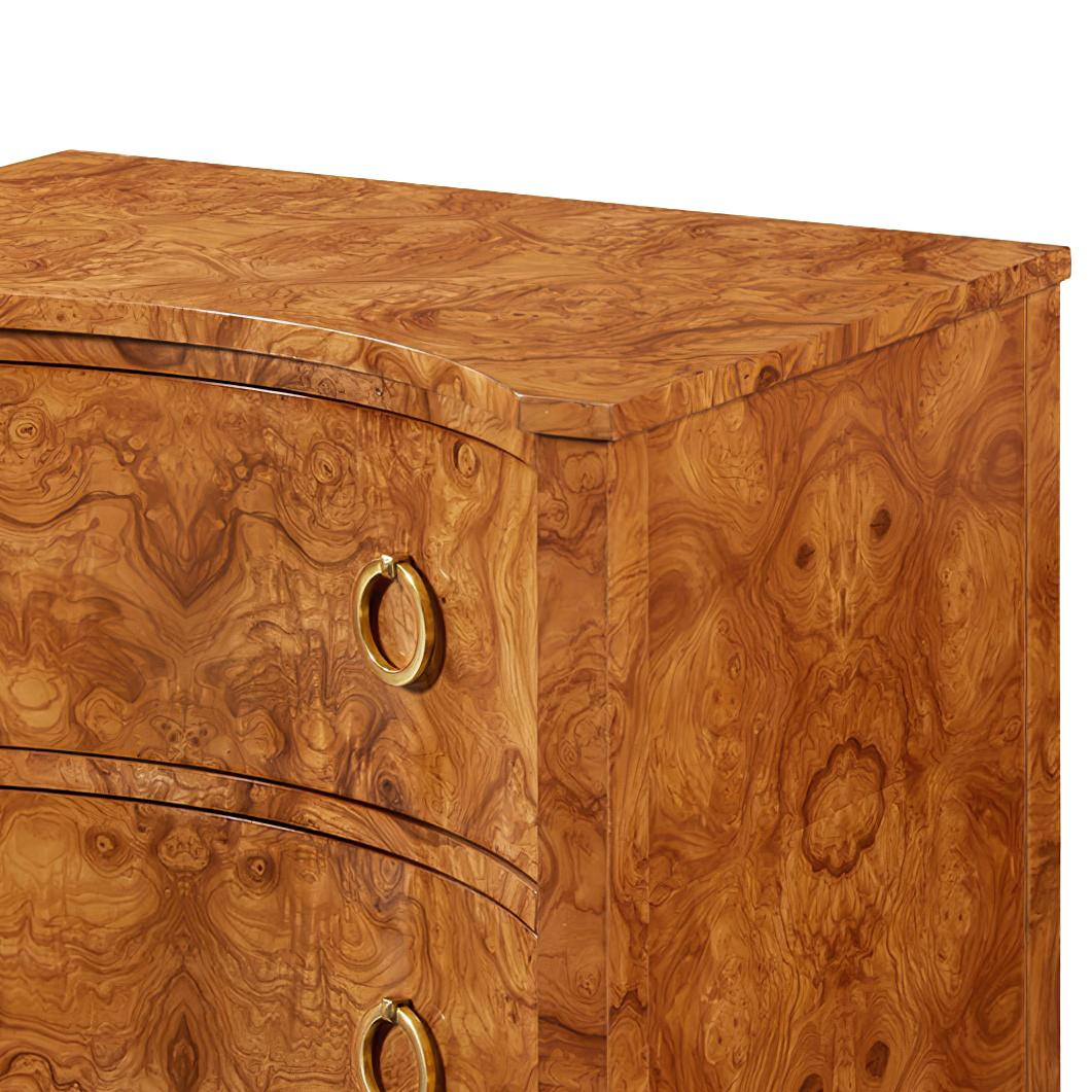 Vietnamese Pair of Olive Ash Burl Bedside Chests For Sale