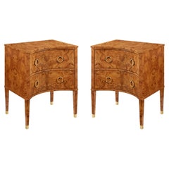 Pair of Olive Ash Burl Bedside Chests