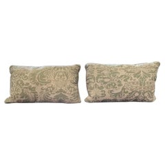 Pair of Olive Green & Cream Cotton Fortuny Pillows