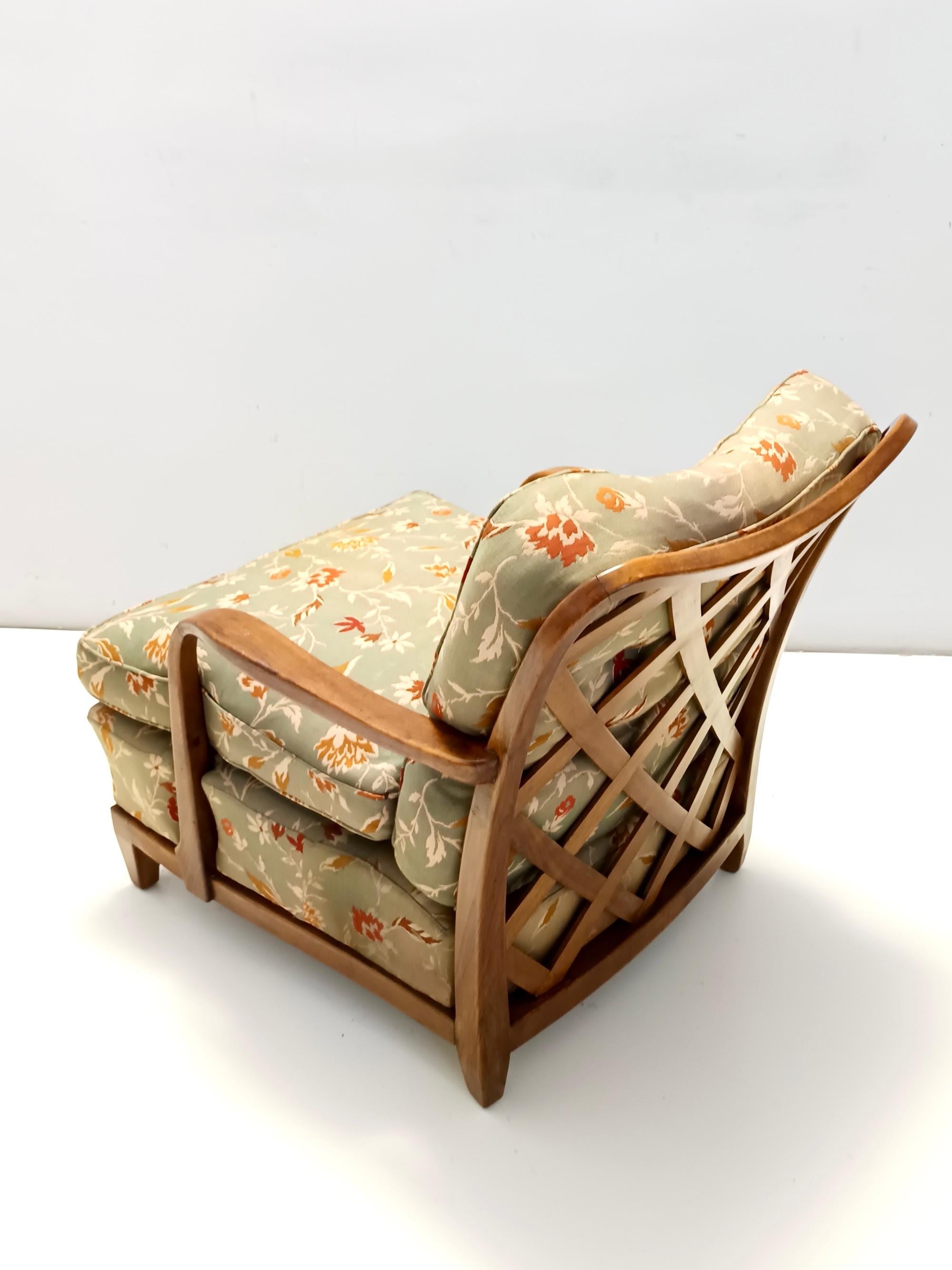 Pair of Olive Green Fabric Armchairs by Paolo Buffa with Walnut Frame, Italy For Sale 2