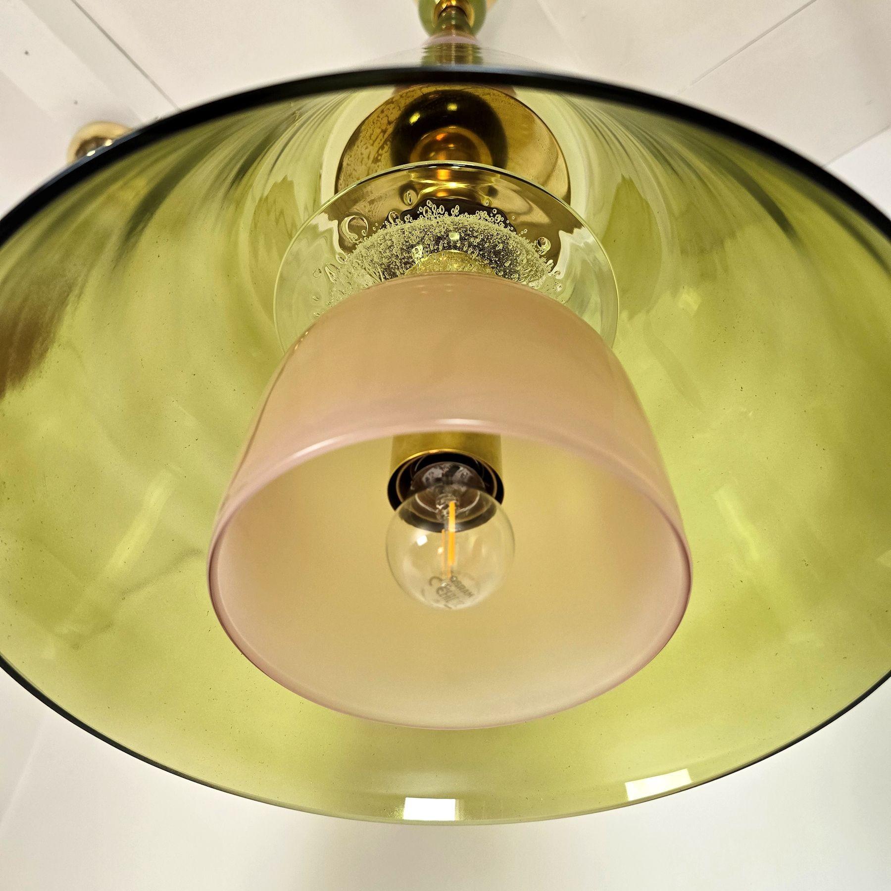 Coppia di pendenti in vetro verde oliva, Italia in vendita 2