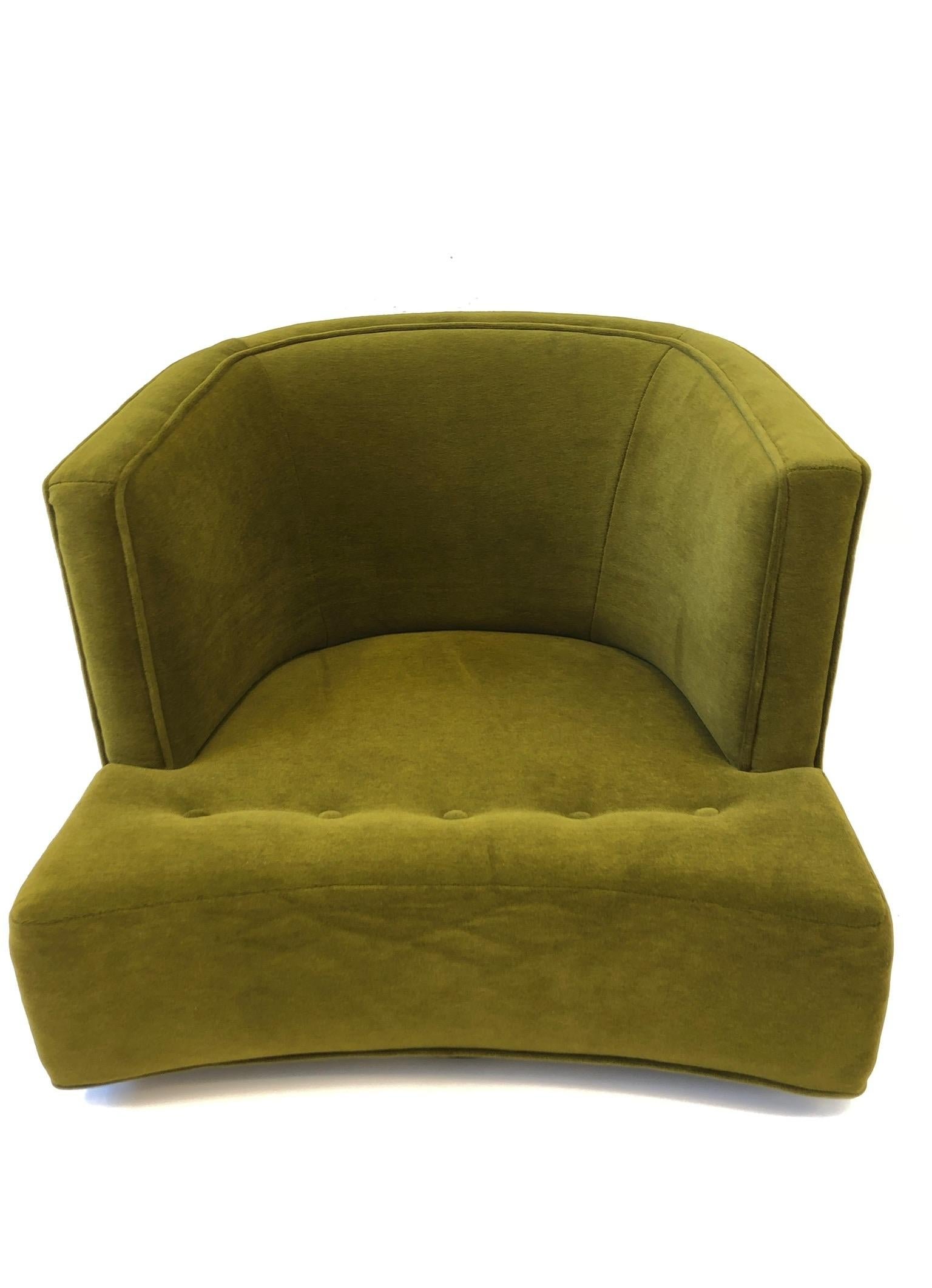 Pair of Olive Green Mohair Swivel Lounge Chairs by Harvey Probber 2