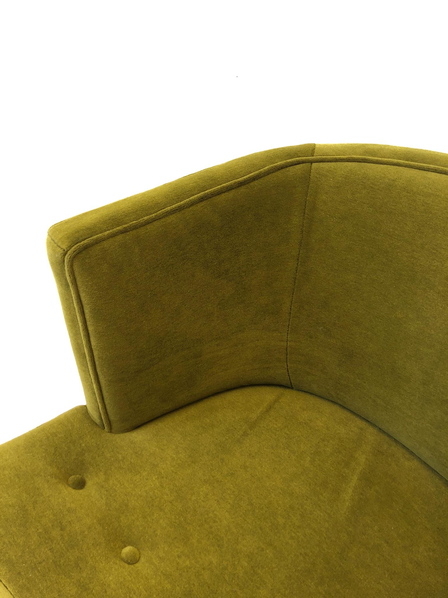 Pair of Olive Green Mohair Swivel Lounge Chairs by Harvey Probber 5