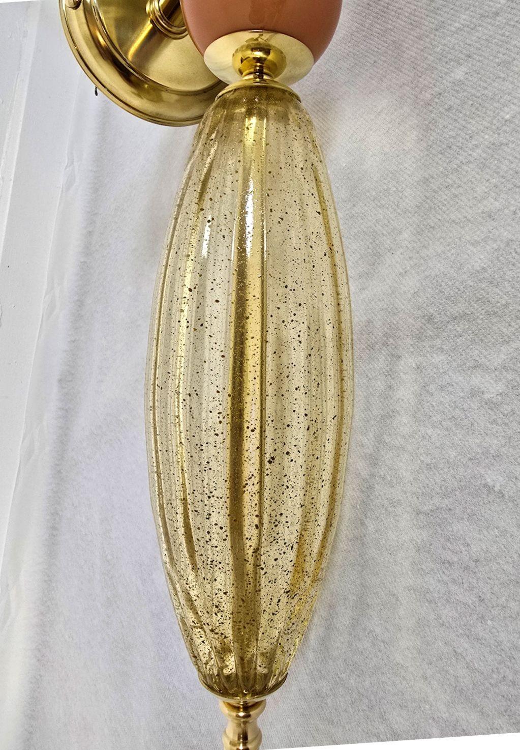 Coppia di appliques in Greene & Greene verde oliva di Murano in vendita 3