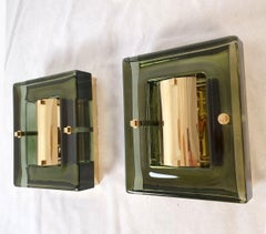 Pair of Olive Green Murano glass sconces