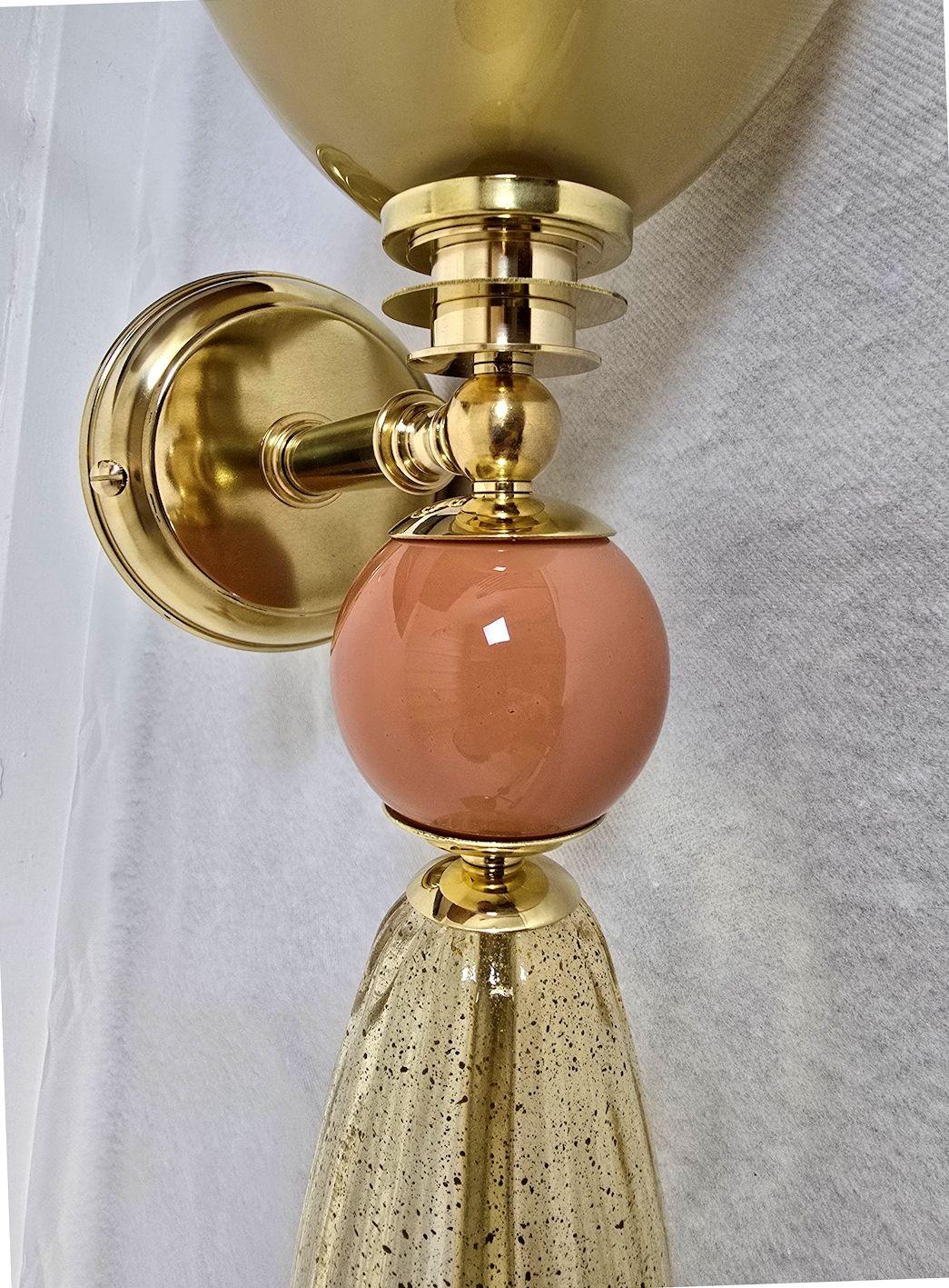 Fine XX secolo Coppia di appliques in Greene & Greene verde oliva di Murano in vendita